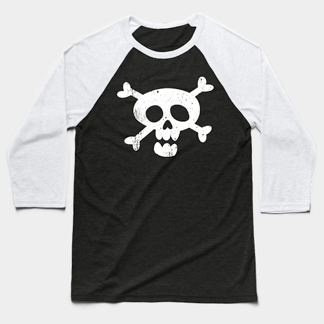Pirate Skull Baseball T-Shirt by tiranocyrus